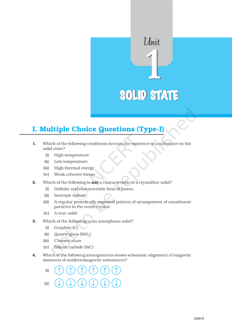 Class 12 Chemistry Chapter 1 The Solid State
