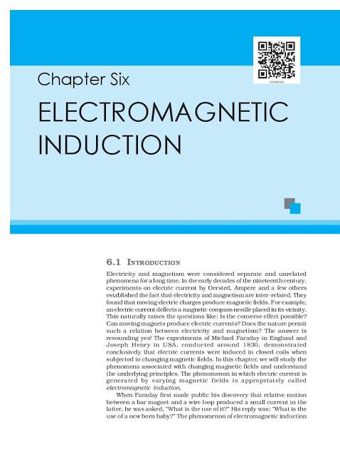 class 12th physics chapter 6 Electromagnetic Induction
