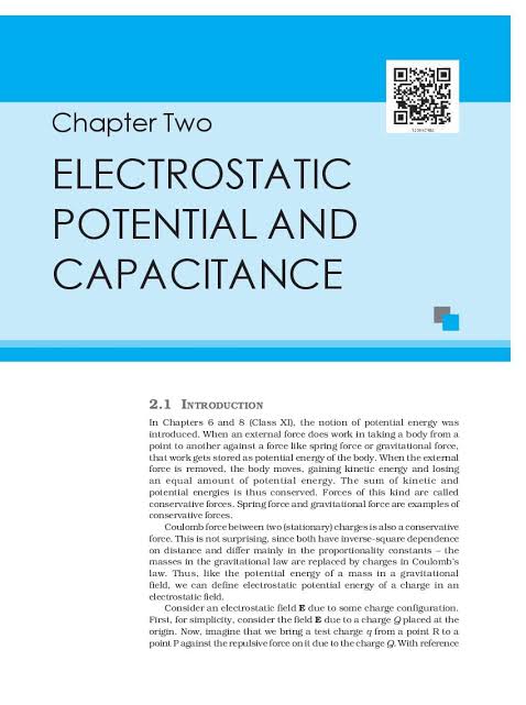 Class 12 Physics Chapter 2 Electrostatic Potential and Capacitance
