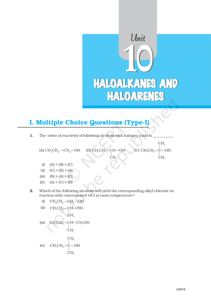 12 Chemistry Chapter 10 Haloalkanes and Haloarenes